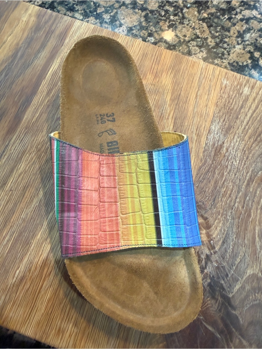New Women’s Birkenstock Rainbow Multicolor Slide Sandals - Picture 3 of 4